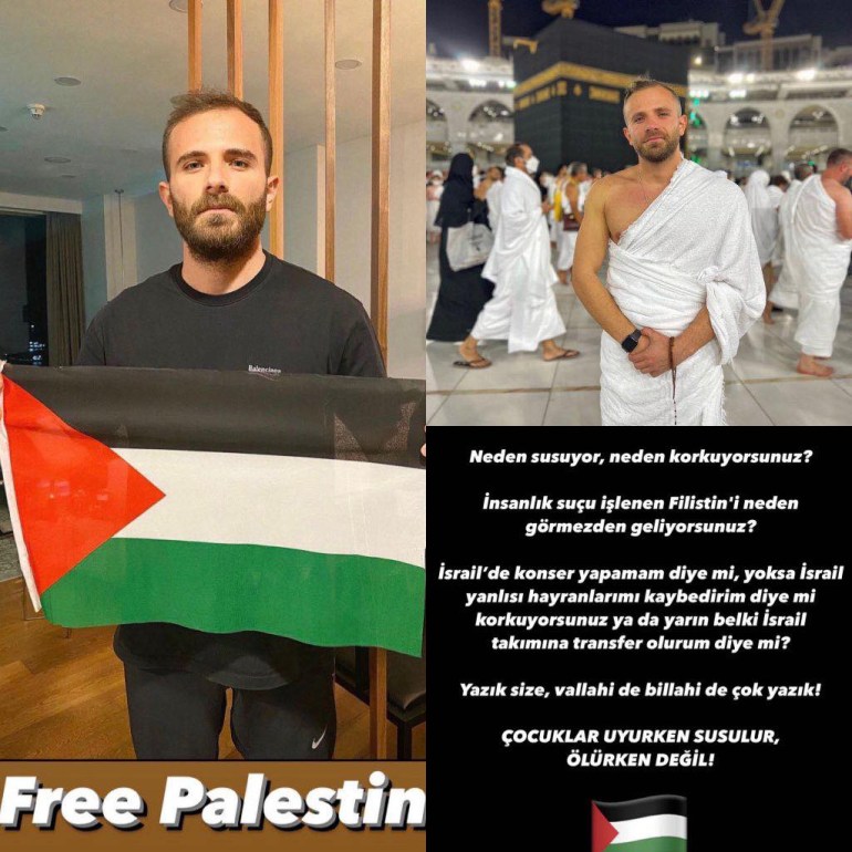 الممثل فوركان أكسوري نشر صورة لعلم فلسطين وكتب "أنا أقف مع فلطسين" للاستخدام الداخلي فقط